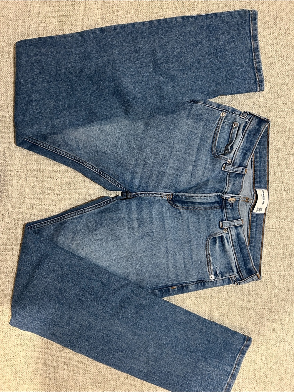 abercrombie kids Straight Leg Jeans in Mid Blue Wash